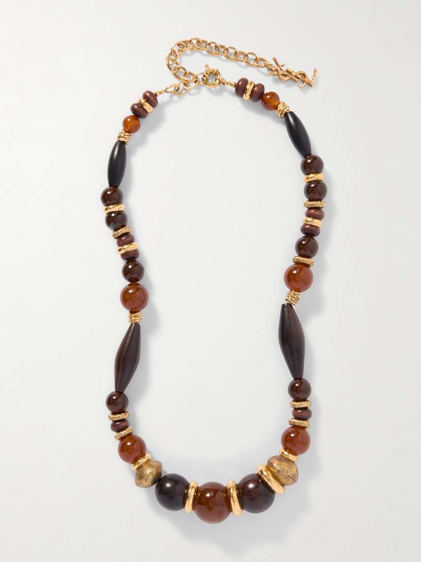 Saint Laurent Gold-tone Resin Beaded Necklace
