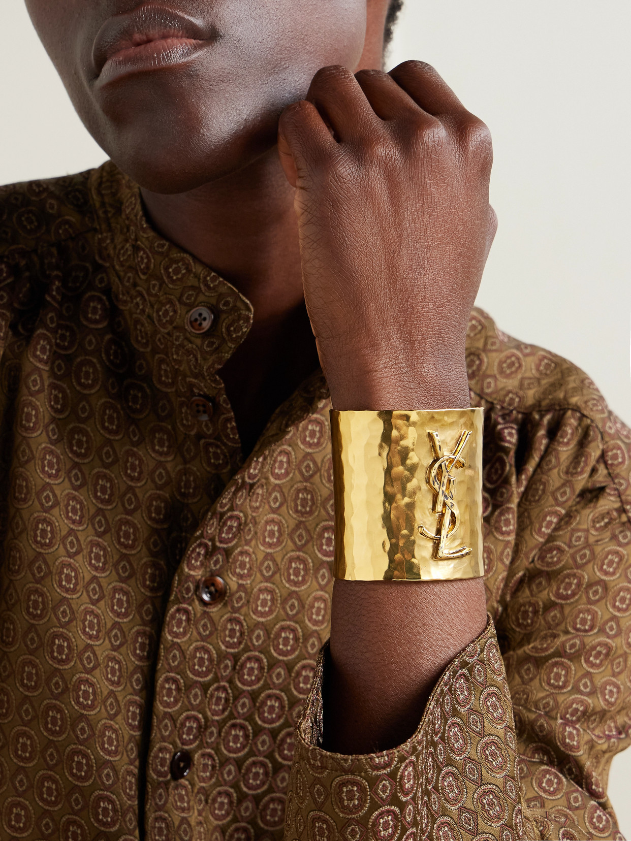 Saint Laurent Cassandre Gold-tone Cuff