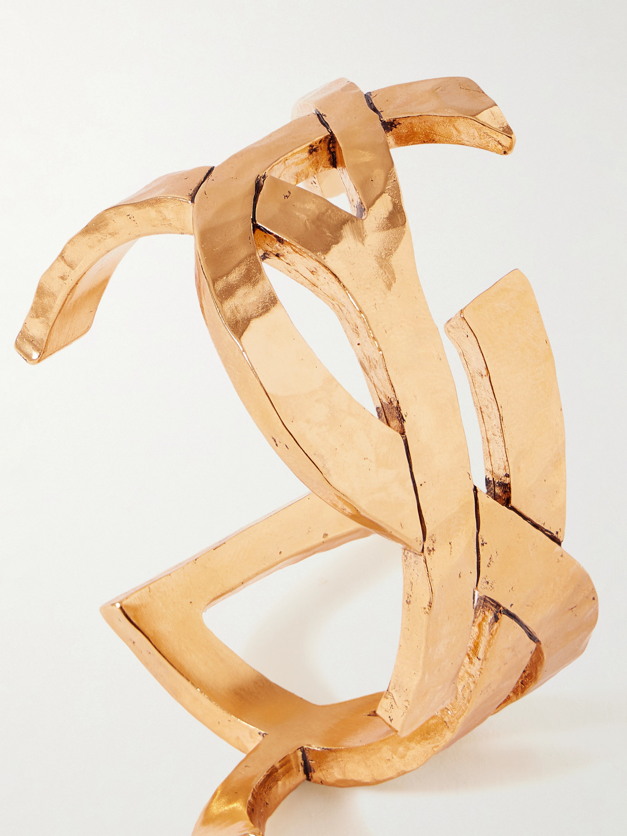 Saint Laurent Cassandre Hammered Gold-tone Cuff