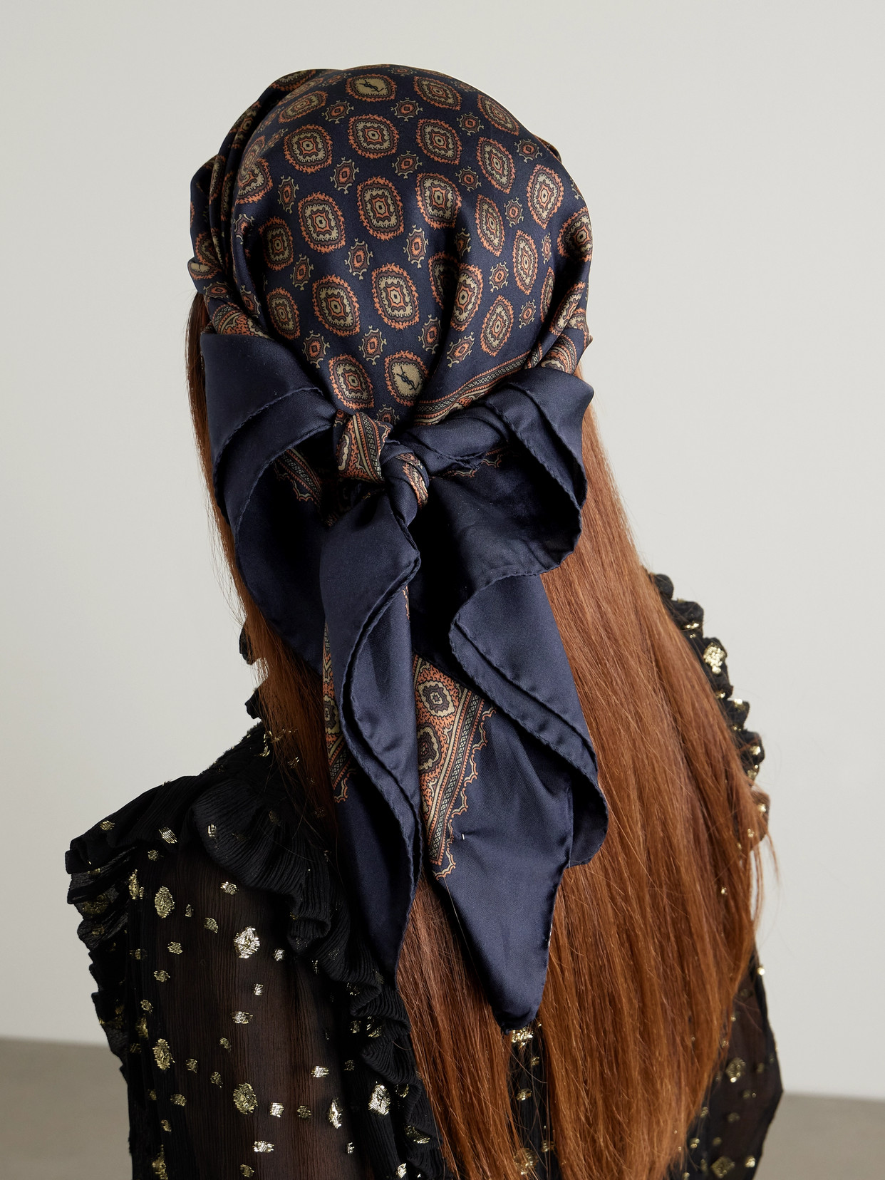 Saint Laurent Printed Silk-twill Scarf In Blue