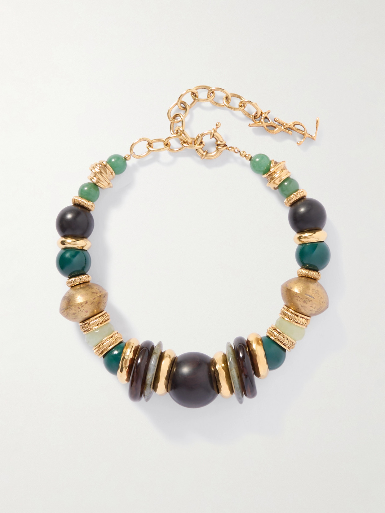Saint Laurent Gold-tone Beaded Necklace In Multi