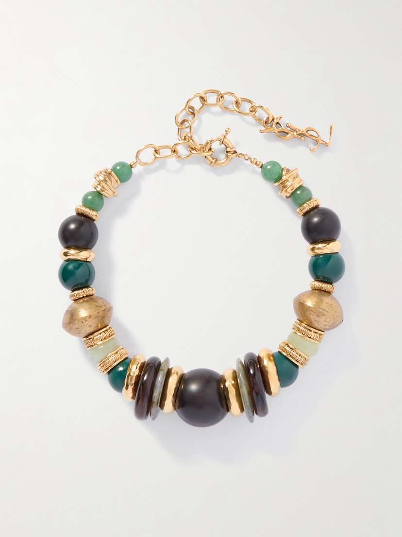 Saint Laurent Gold-tone Beaded Necklace