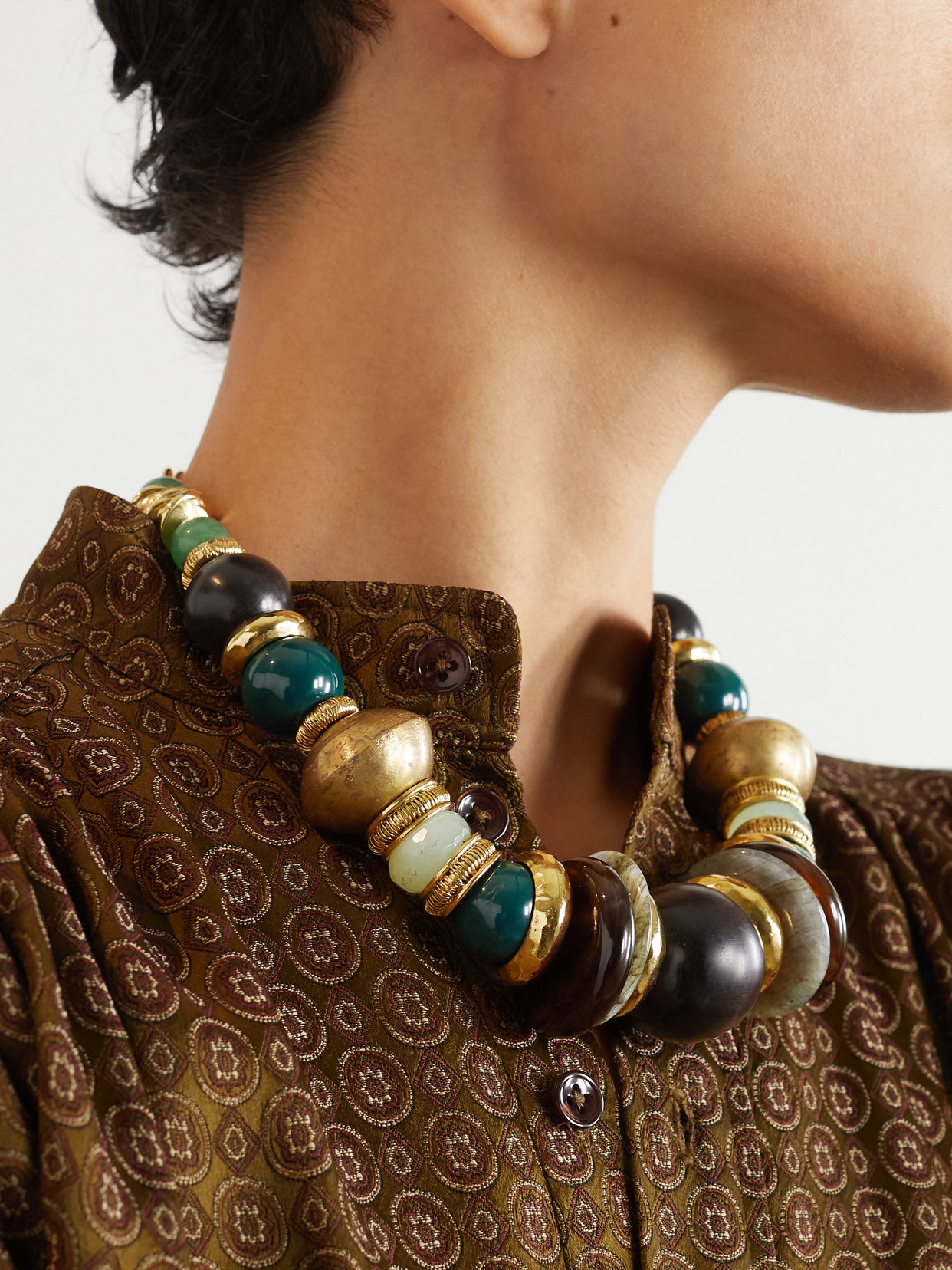 Saint Laurent Gold-tone Beaded Necklace