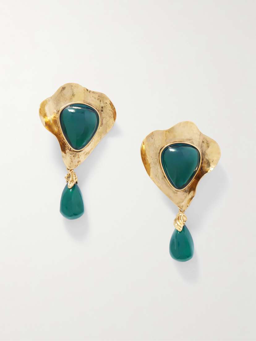 Saint Laurent tone And Resin Clip Earrings