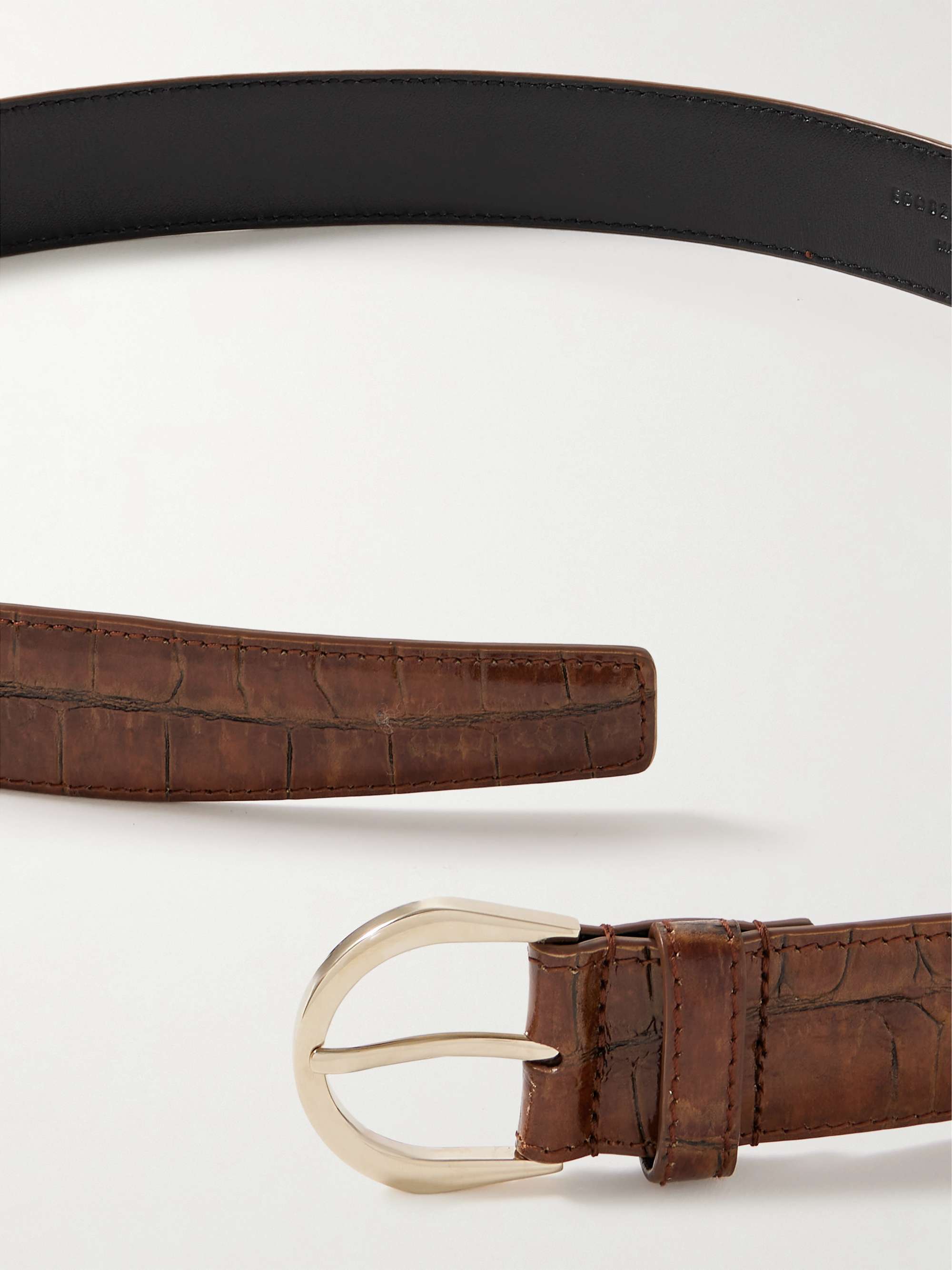 SAINT LAURENT Croc-effect leather belt | NET-A-PORTER
