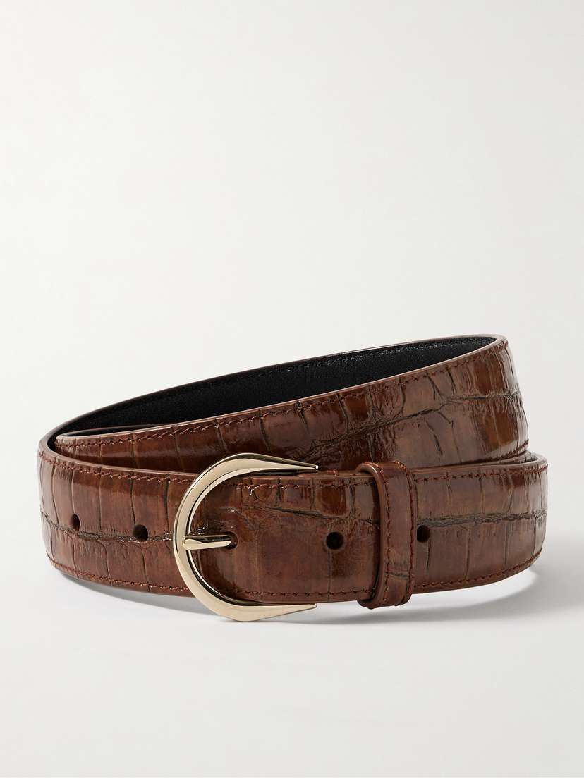 Saint Laurent Croc-effect Leather Belt