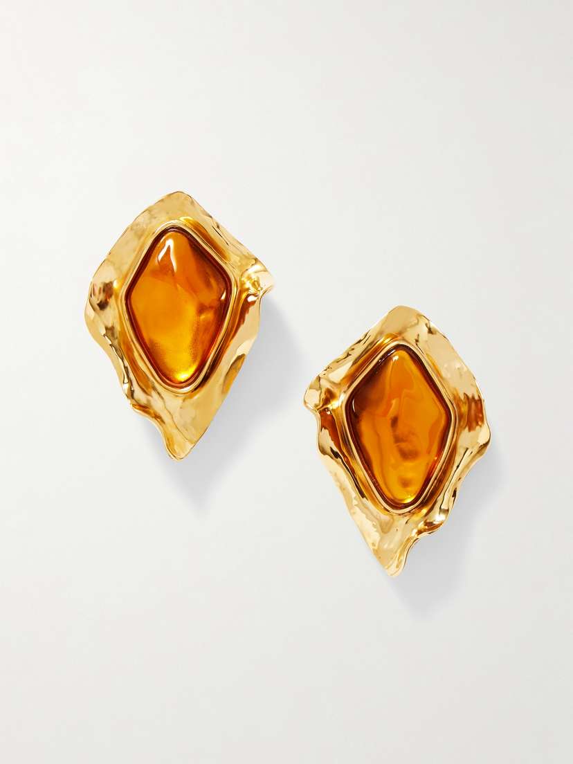Saint Laurent Gold-tone Resin Clip Earrings