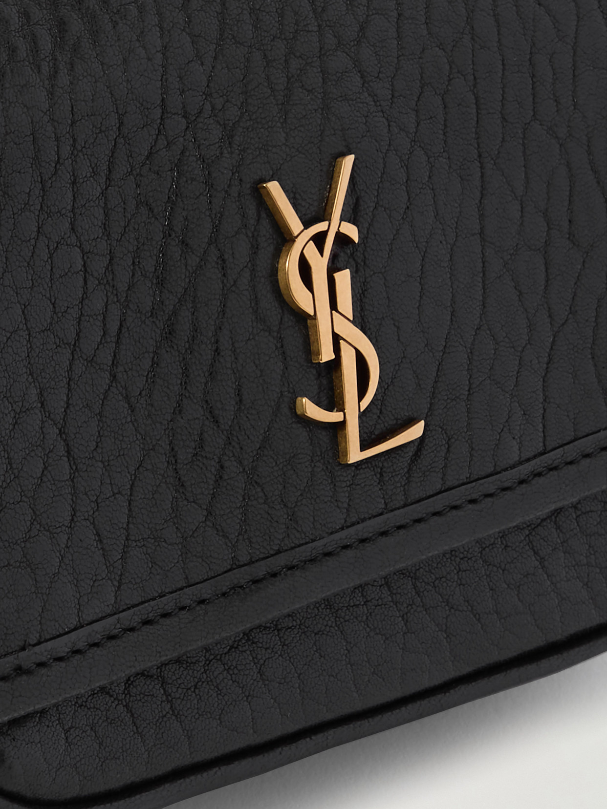 Saint Laurent Niki Mini Crinkled-leather Shoulder Bag In Black