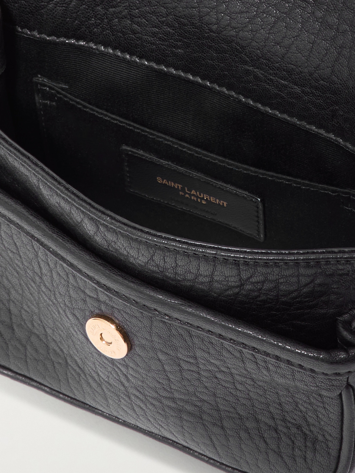 Saint Laurent Niki Mini Crinkled-leather Shoulder Bag In Black