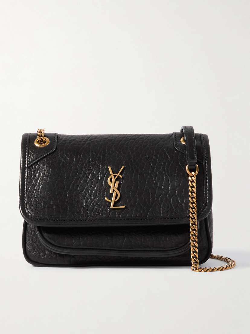 Saint Laurent Niki Mini Crinkled-leather Shoulder Bag