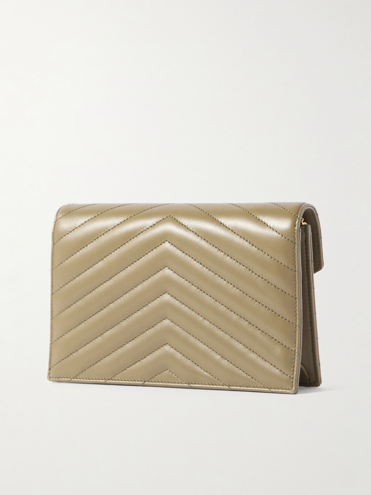 Saint Laurent Cassandre Envelope Mini Matelassé Leather Shoulder Bag In Green