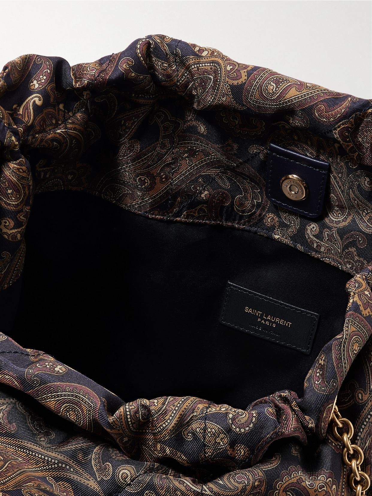 Saint Laurent Jamie Embellished Quilted Paisley-print Twill Shoulder Bag