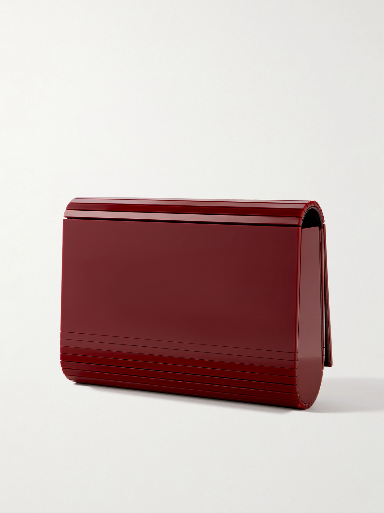 Saint Laurent Vicky Plexiglass Shoulder Bag In Burgundy