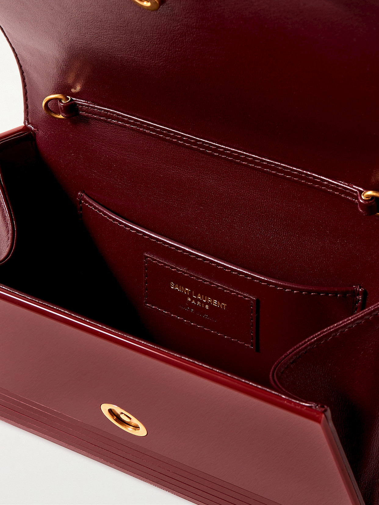 Saint Laurent Vicky Plexiglass Shoulder Bag In Burgundy