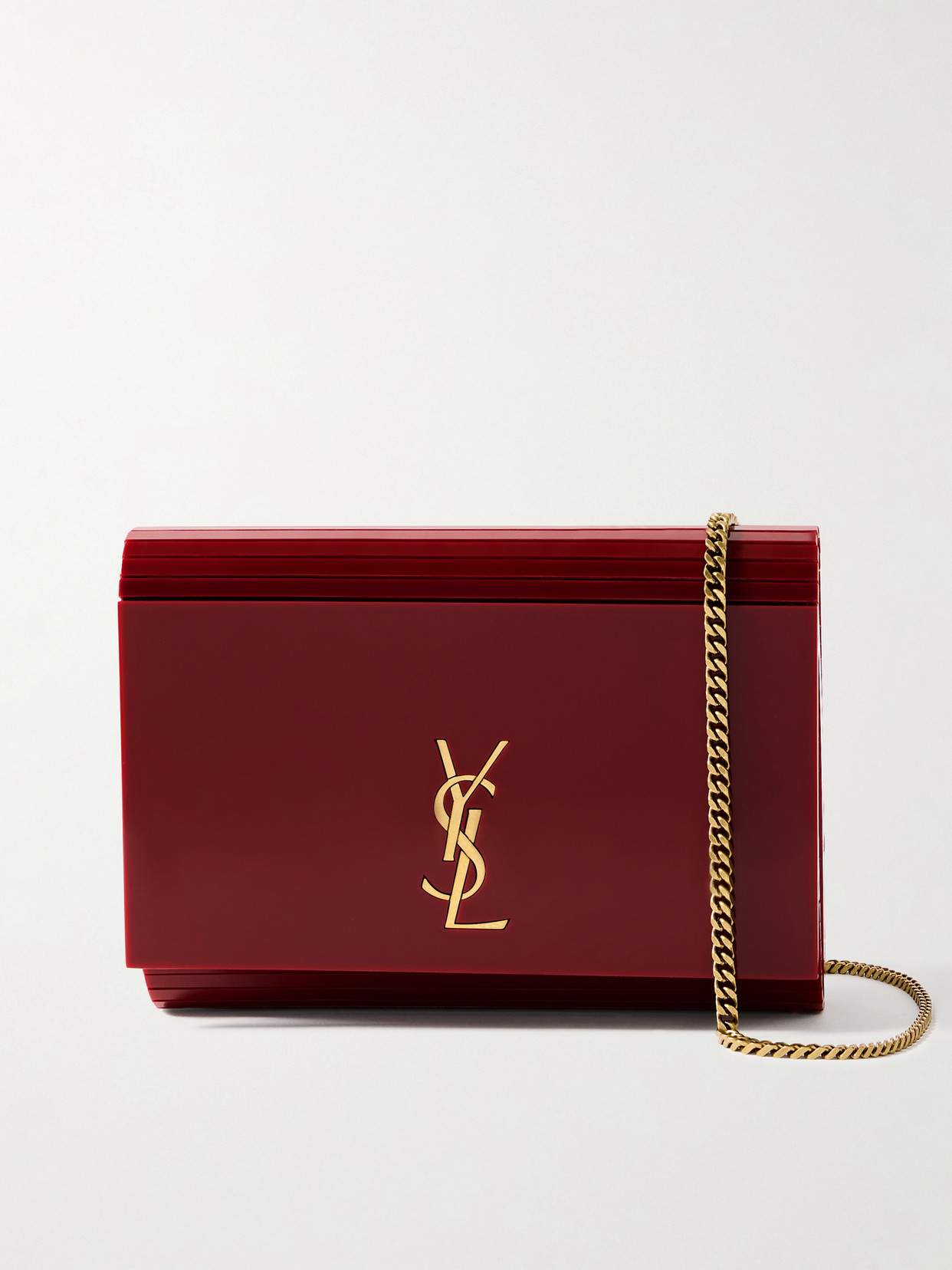 Saint Laurent Vicky Plexiglass Shoulder Bag In Burgundy