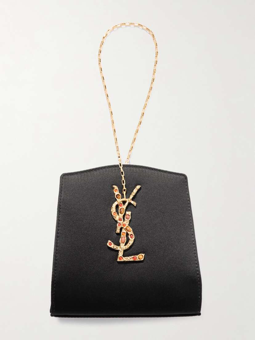 Saint Laurent Embellished Satin-twill Clutch
