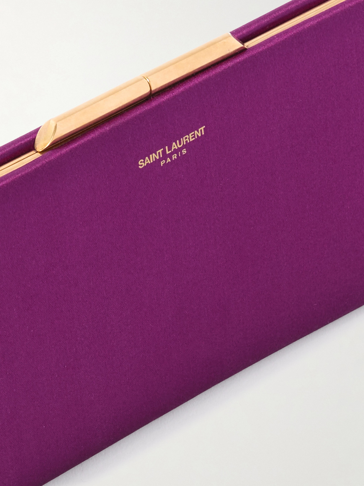 Saint Laurent Midnight Small Satin Clutch In Purple