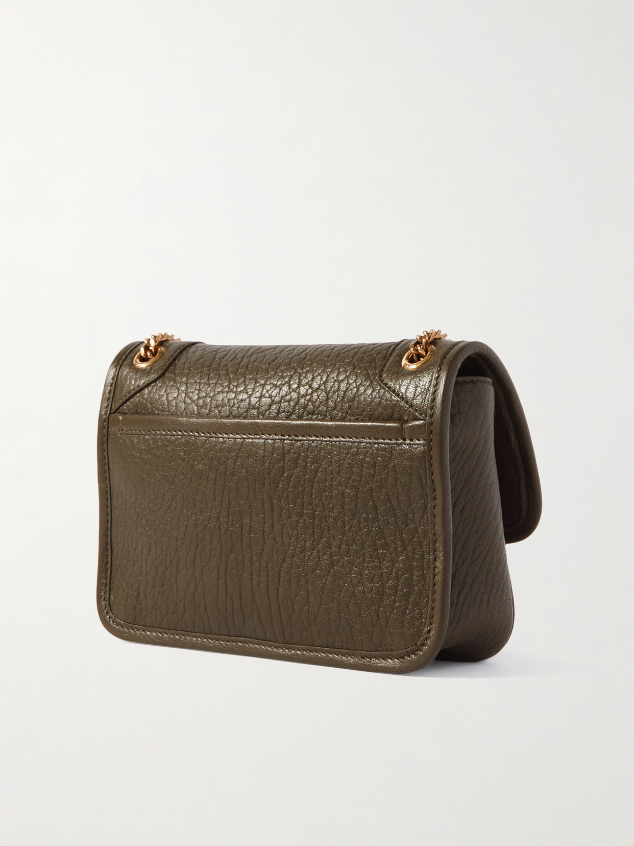 Saint Laurent Niki Mini Crinkled-leather Shoulder Bag In Green