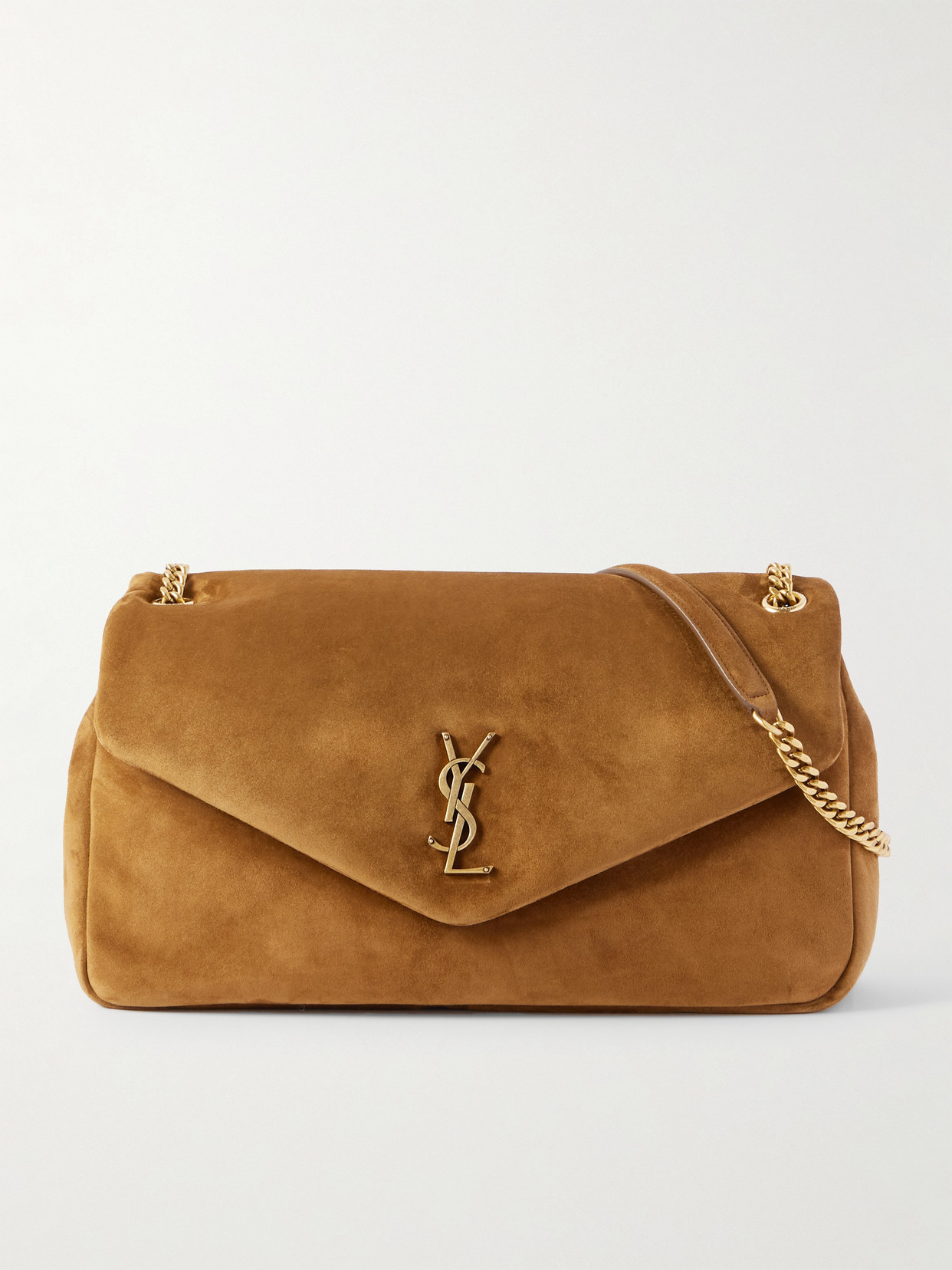 SAINT LAURENT - Calypso Large Padded Suede Shoulder Bag - Brown