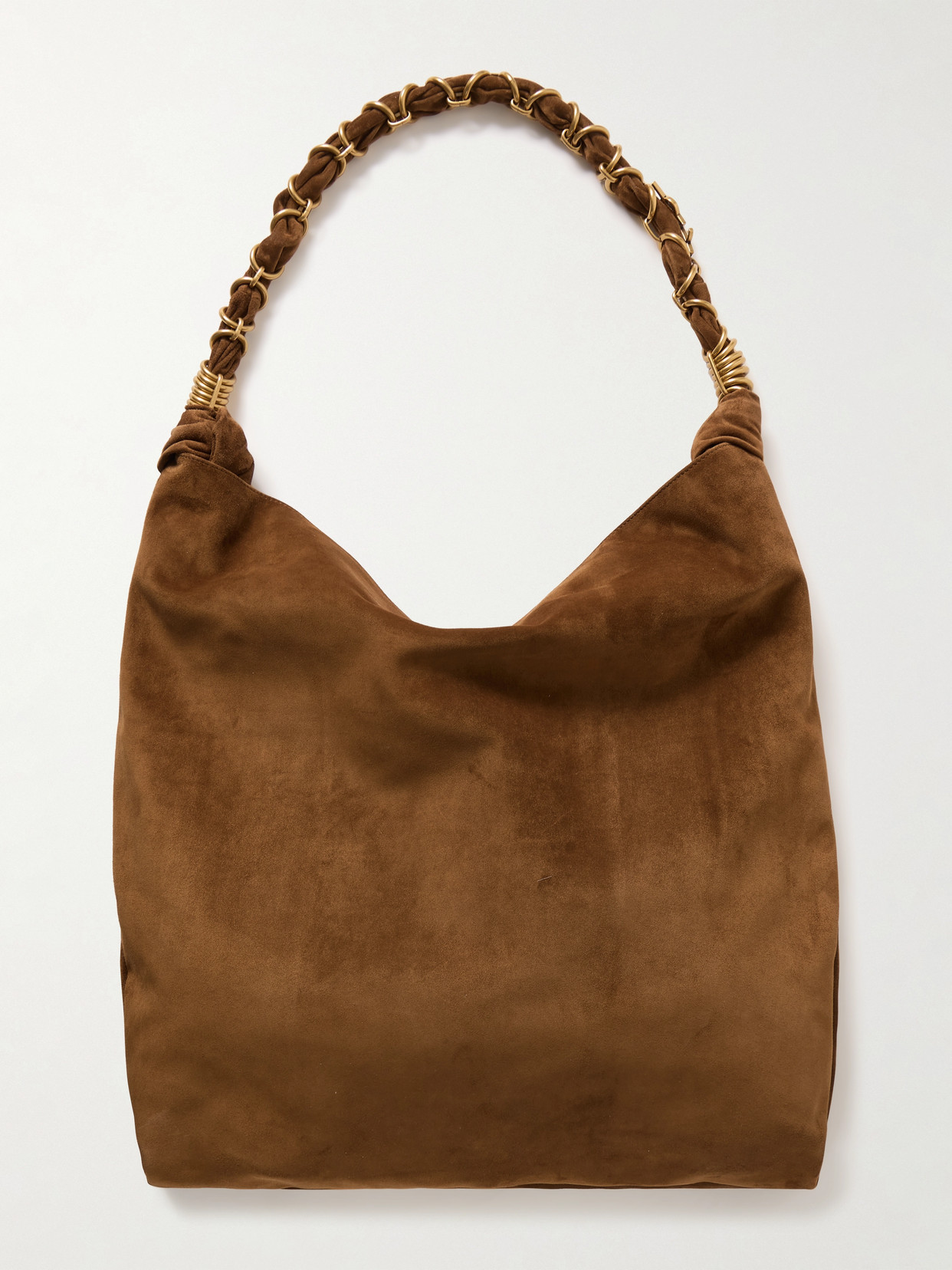 Saint Laurent Amalia Embellished Suede Shoulder Bag In Brown