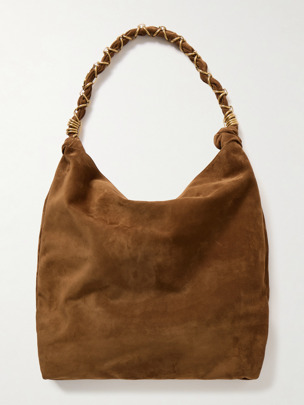 Saint Laurent Amalia Embellished Suede Shoulder Bag In Brown