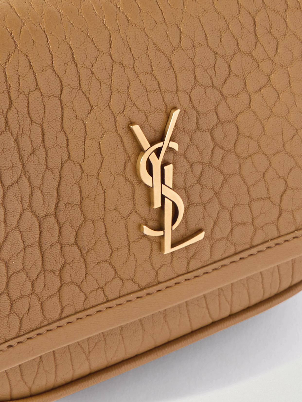 Saint Laurent Niki Mini Crinkled-leather Shoulder Bag In Brown