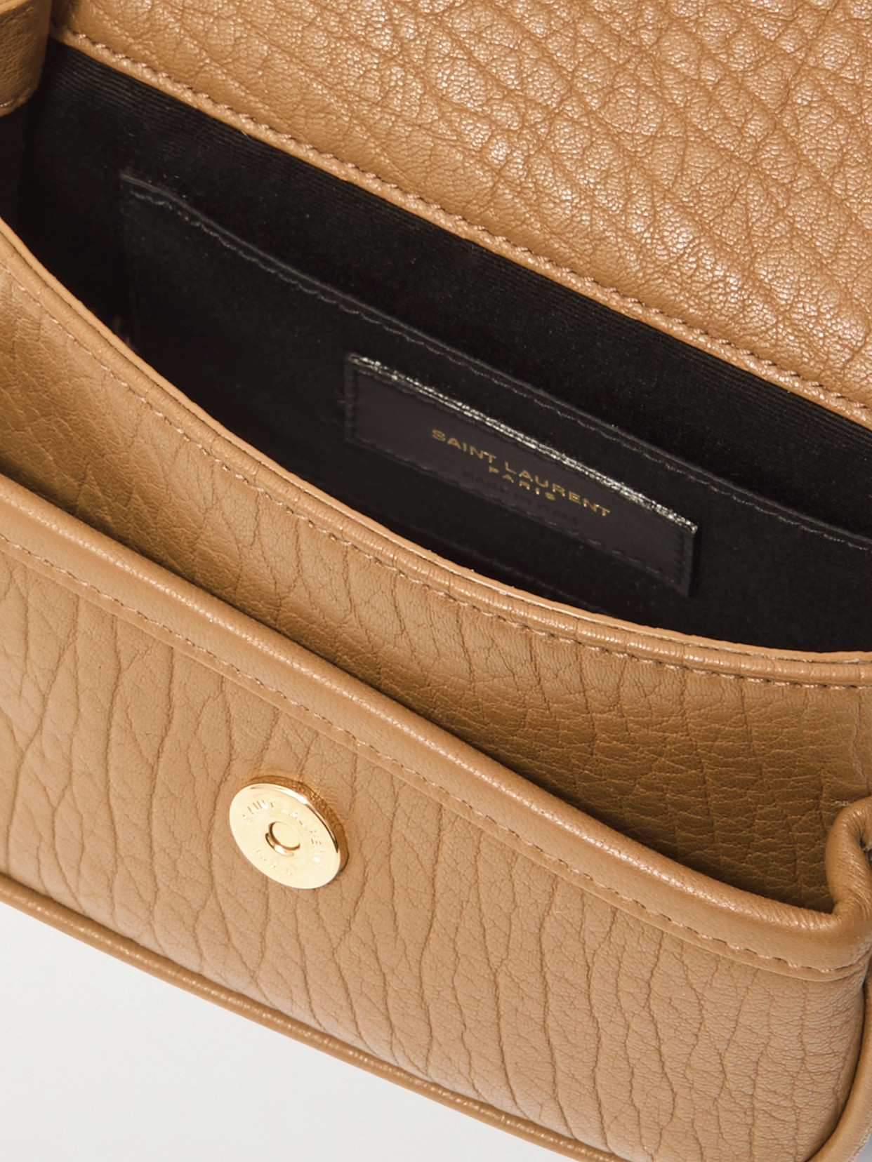 Saint Laurent Niki Mini Crinkled-leather Shoulder Bag In Brown