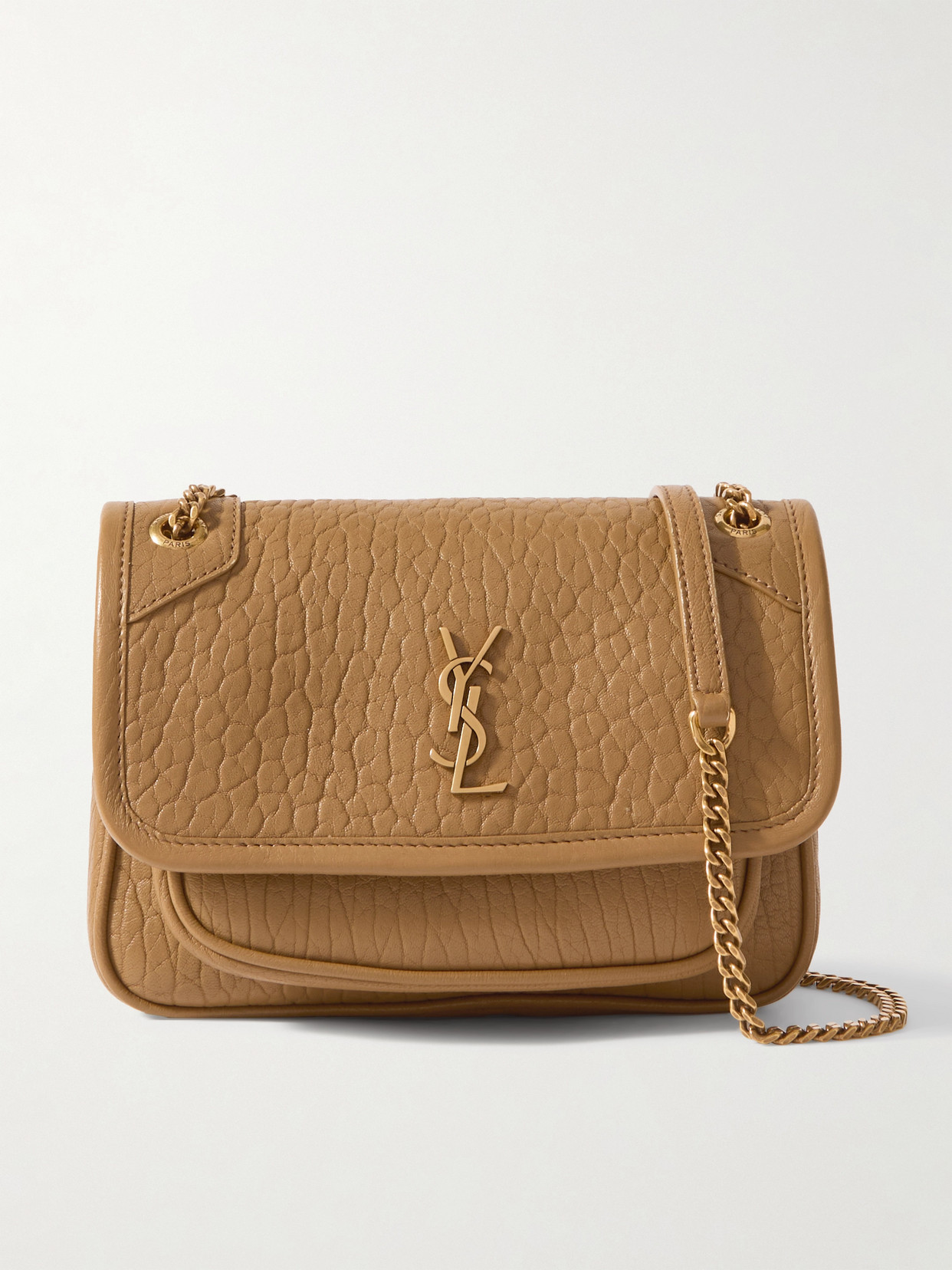 SAINT LAURENT - Niki Mini Crinkled-leather Shoulder Bag - Brown