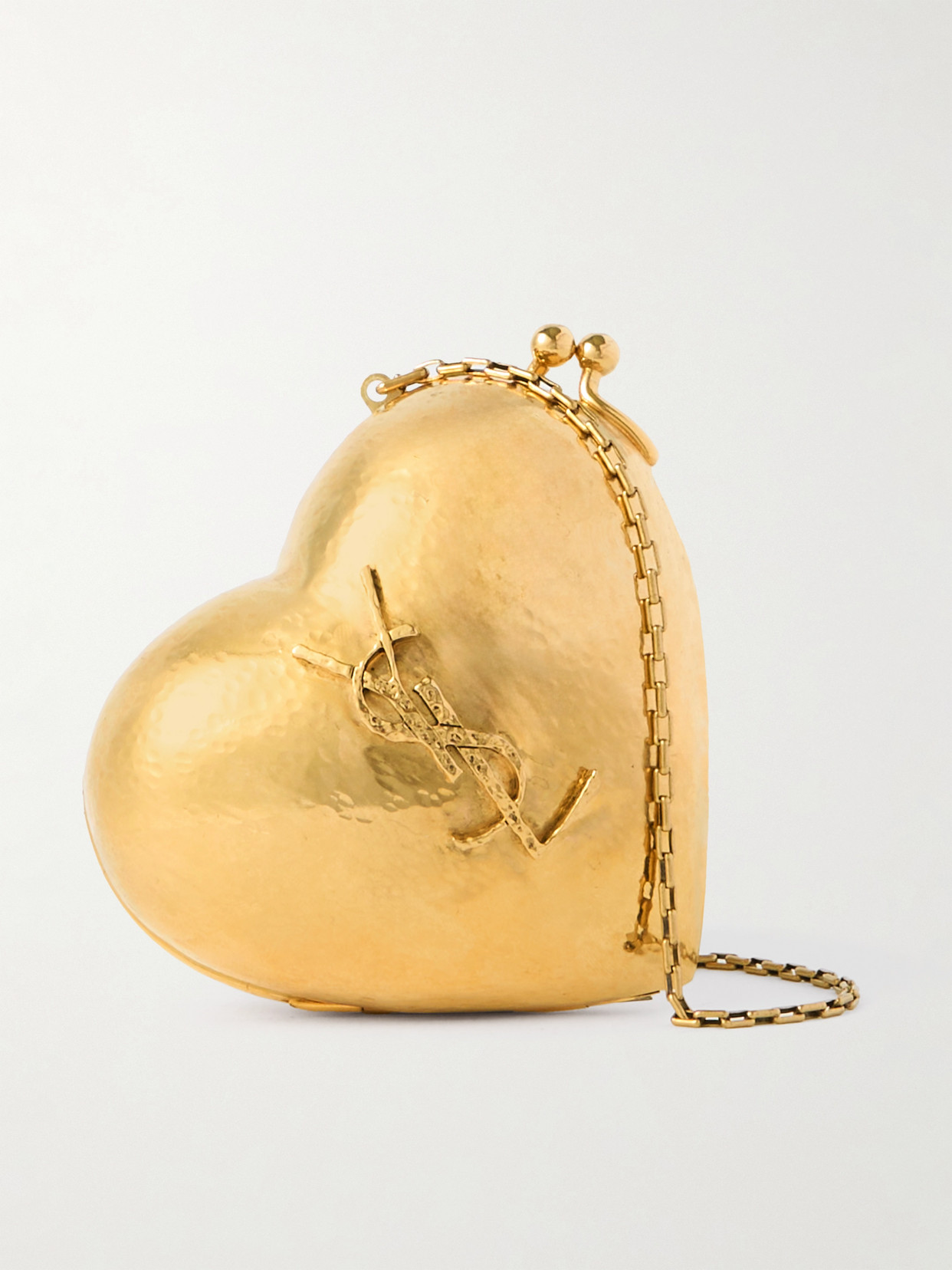 Saint Laurent Embellished Gold-tone Clutch