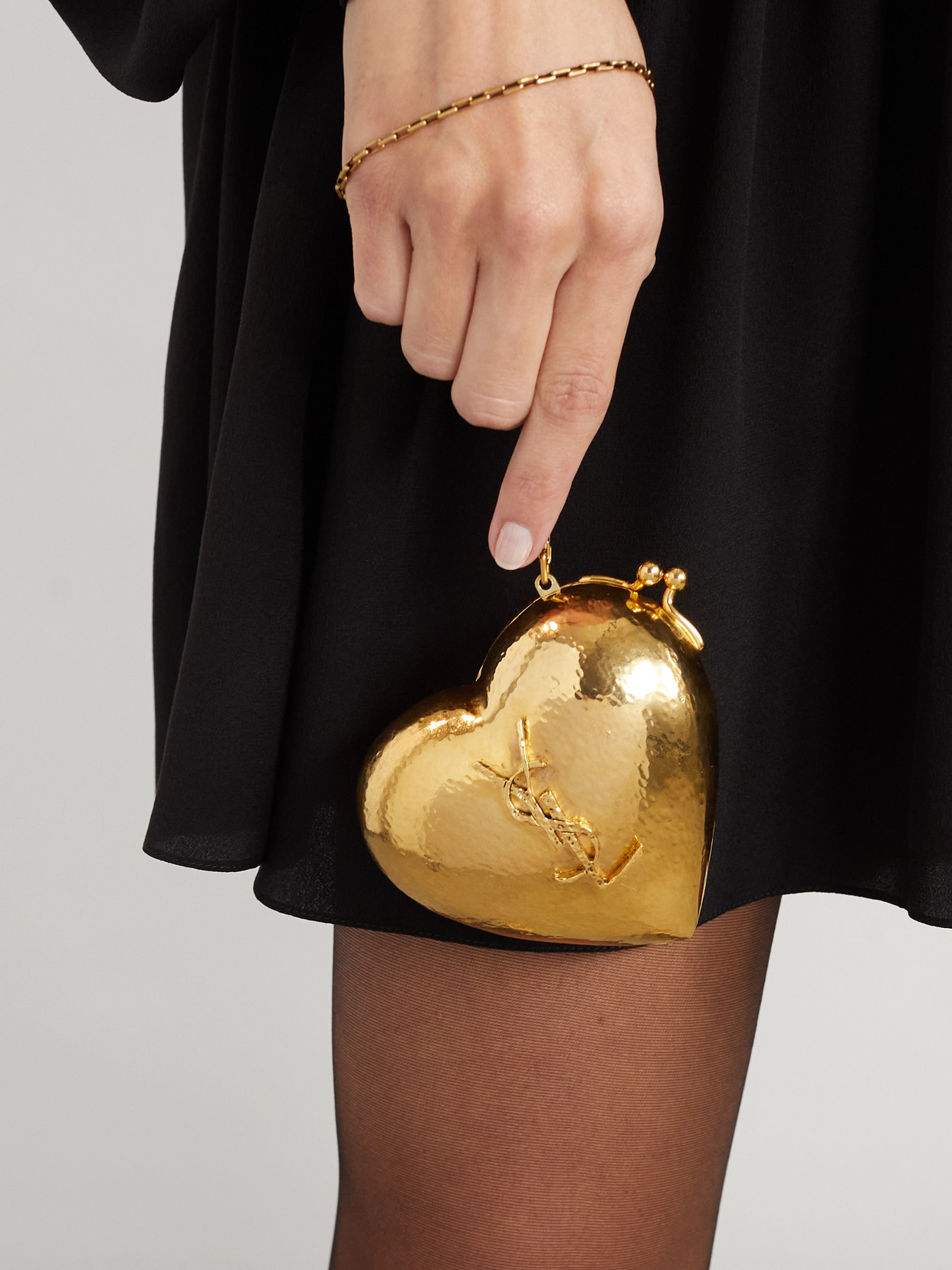 Shop Saint Laurent Embellished Gold-tone Clutch