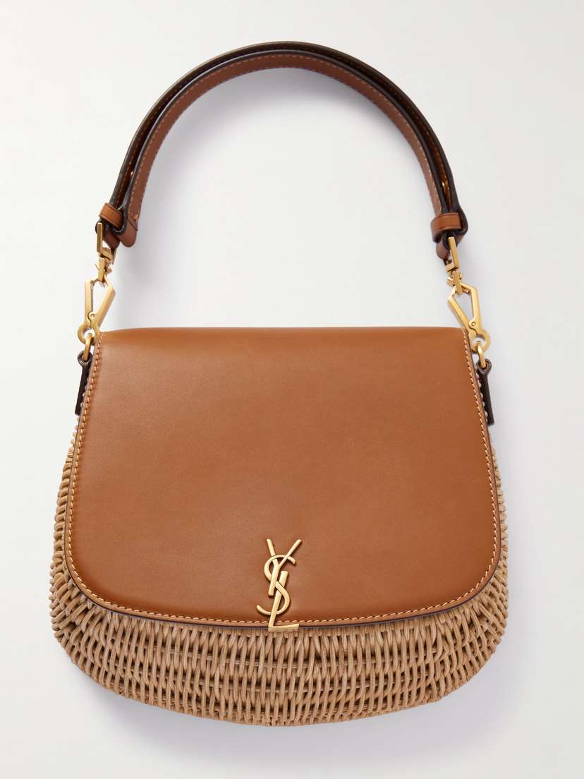 Saint Laurent Voltaire Top Handle Leather-trimmed Bamboo Shoulder Bag
