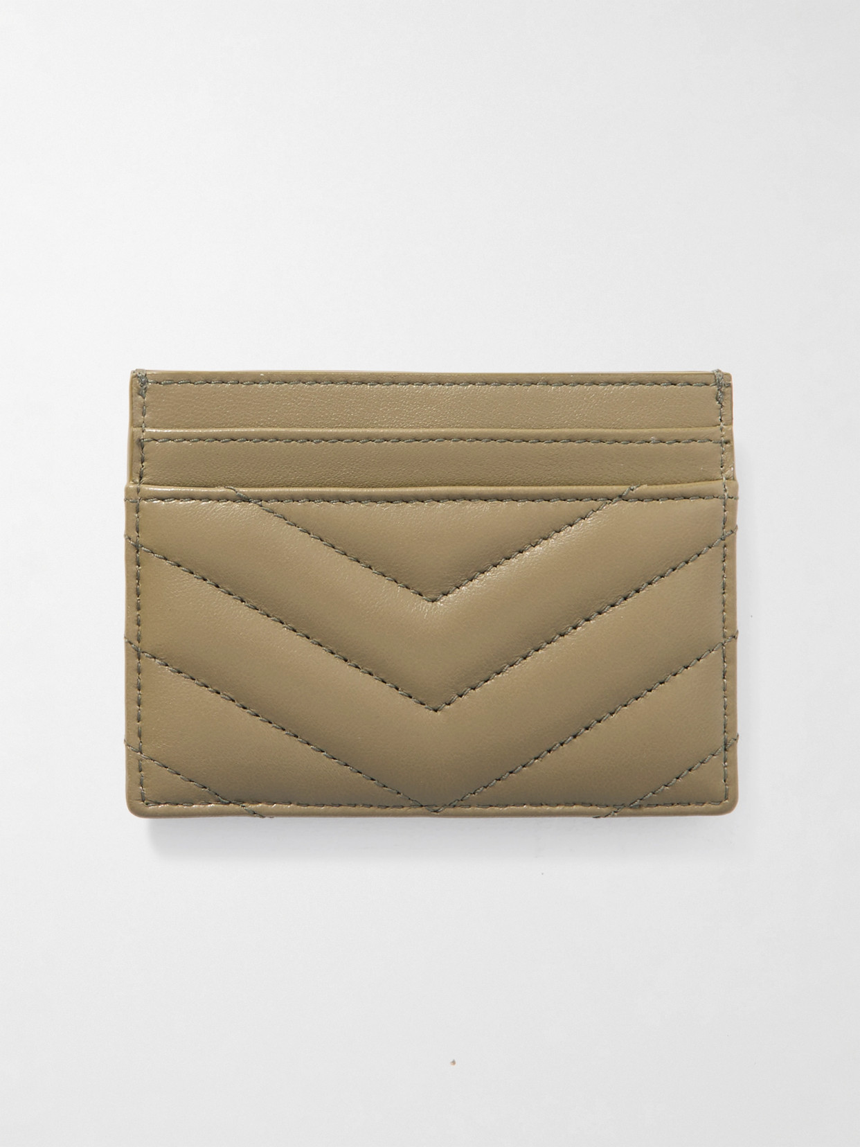 Saint Laurent Lambskin Cassandre Card Holder In Green