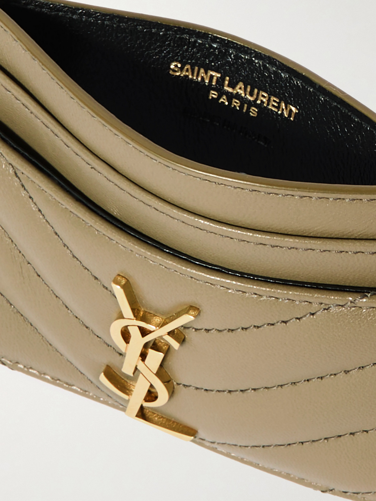 Saint Laurent Lambskin Cassandre Card Holder In Green