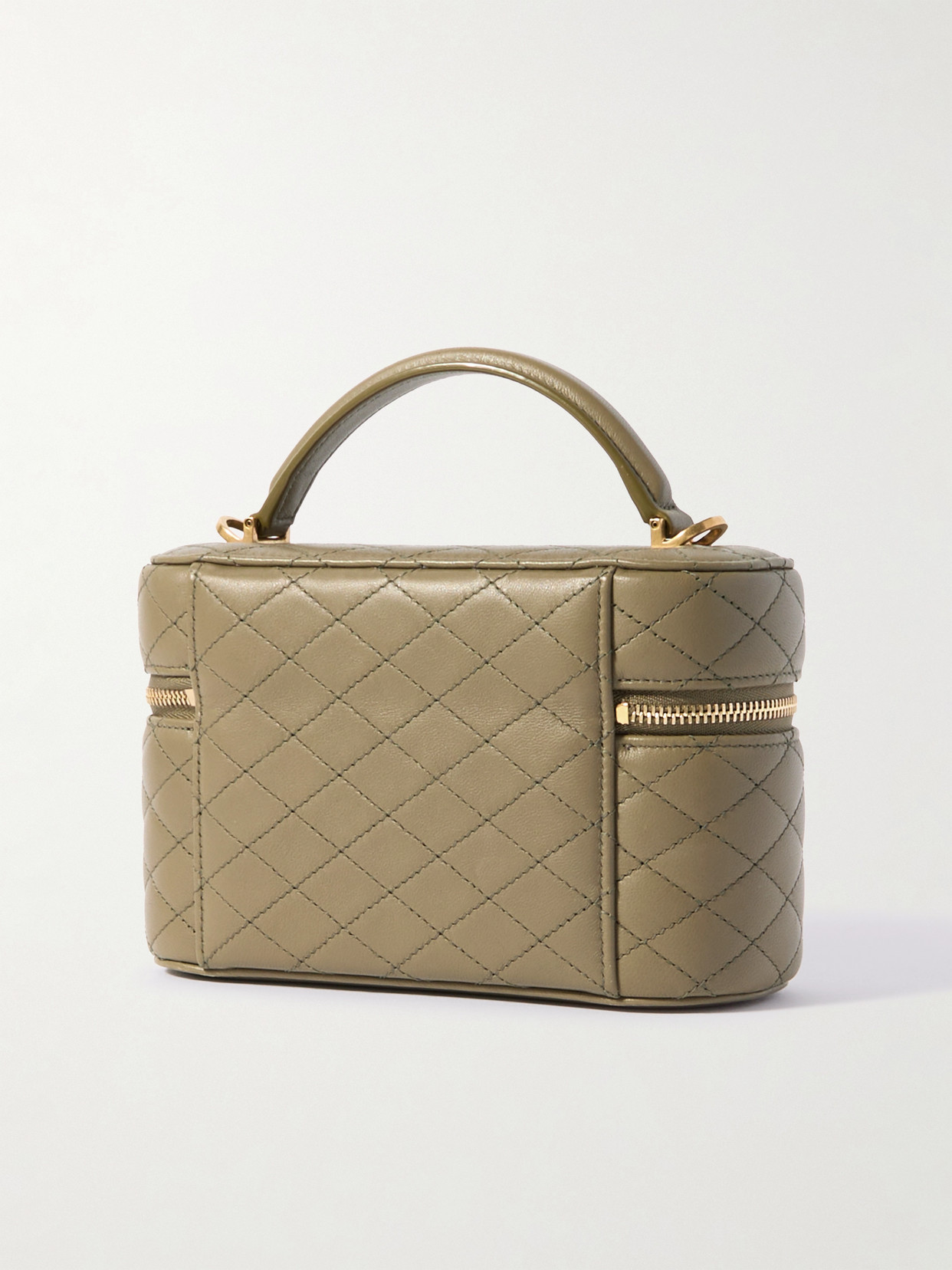 Saint Laurent Gaby Vanity Quilted Leather Shoulder Bag In Green