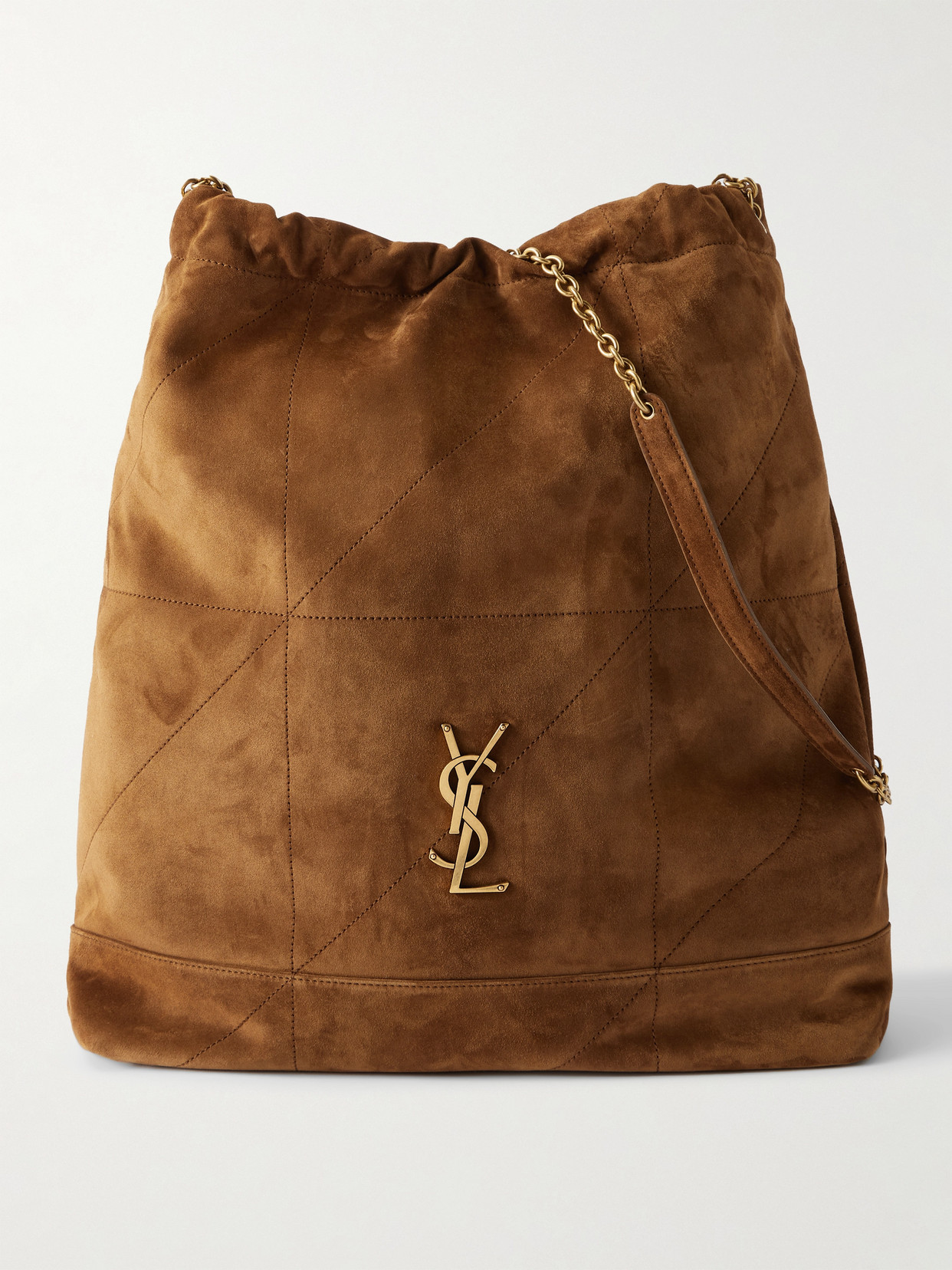 Saint Laurent Jamie Quilted Suede Shoulder Bag In Orange