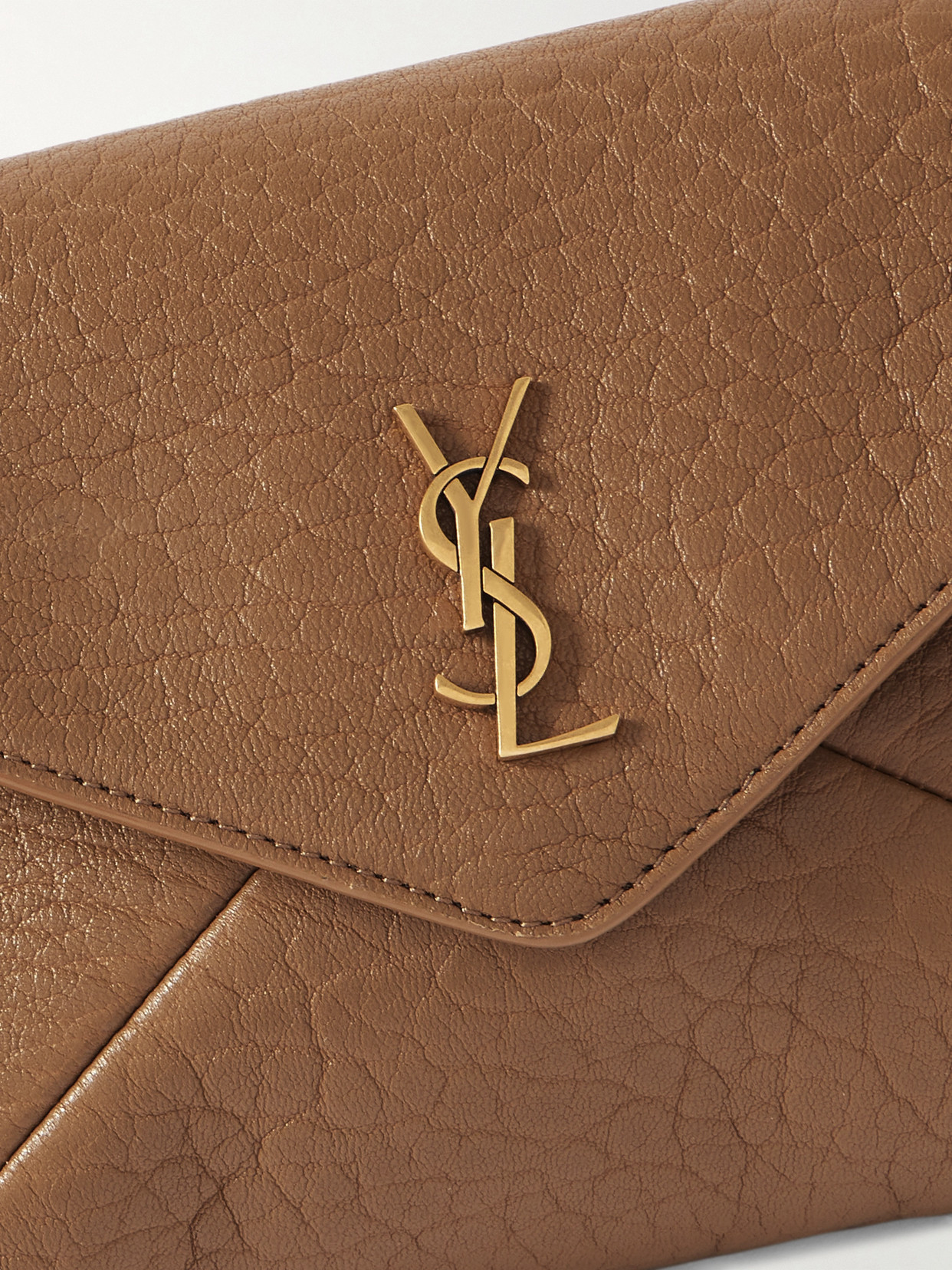 Saint Laurent Cassandre Mini Textured-leather Shoulder Bag In Brown