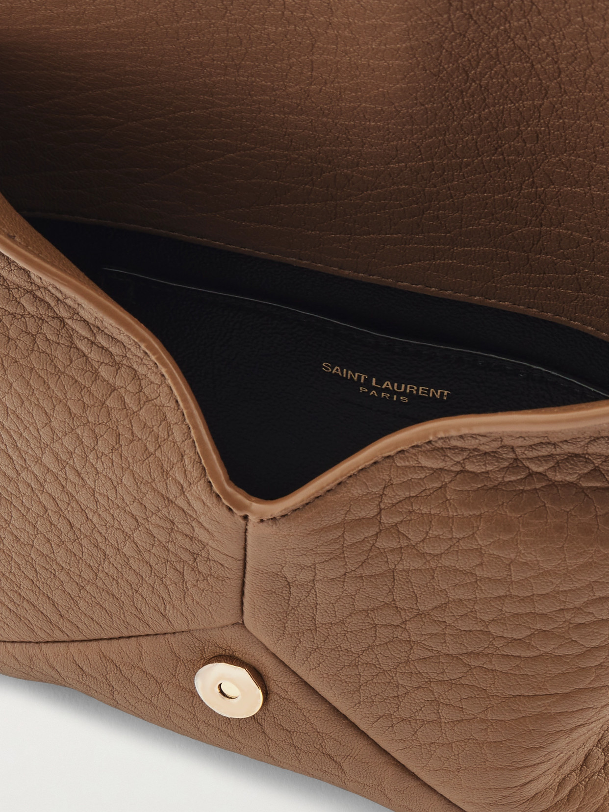 Saint Laurent Cassandre Mini Textured-leather Shoulder Bag In Brown