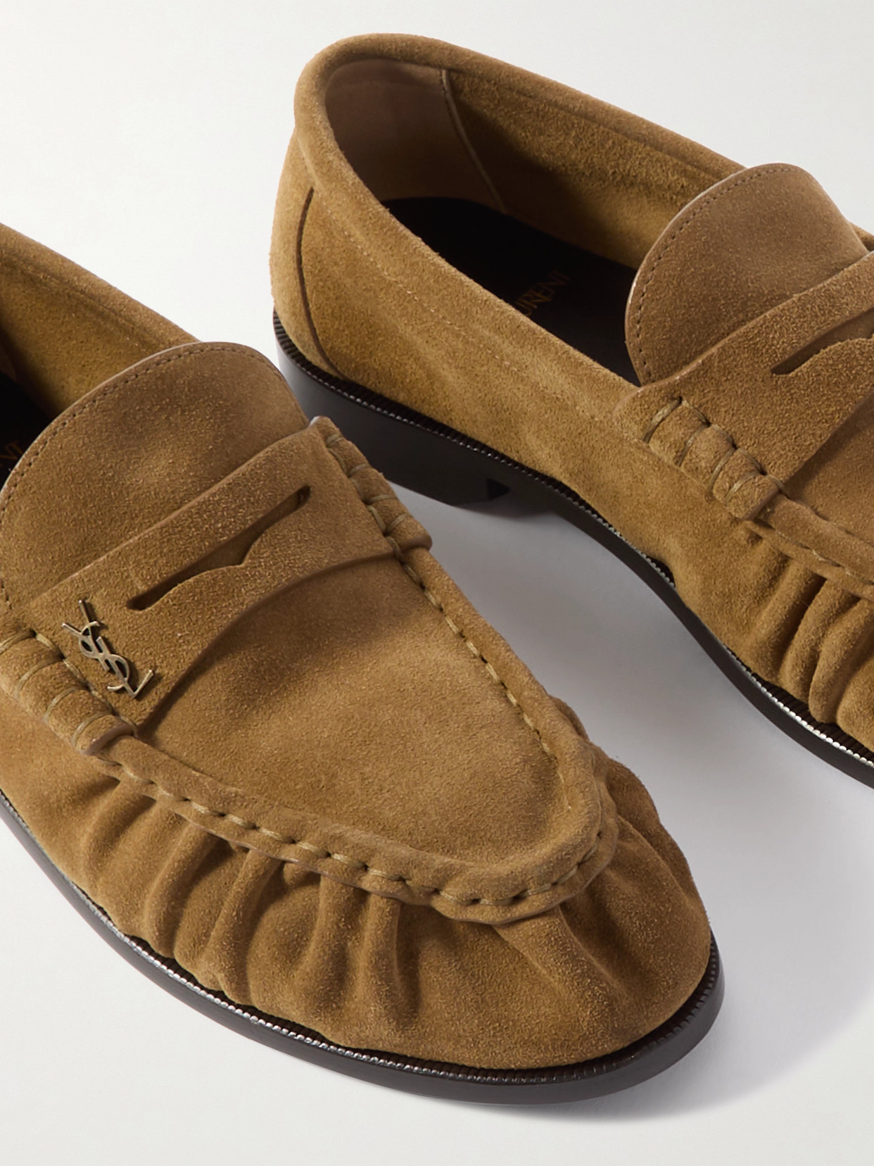 Saint Laurent Camel Suede Le Loafer Loafers In Brown