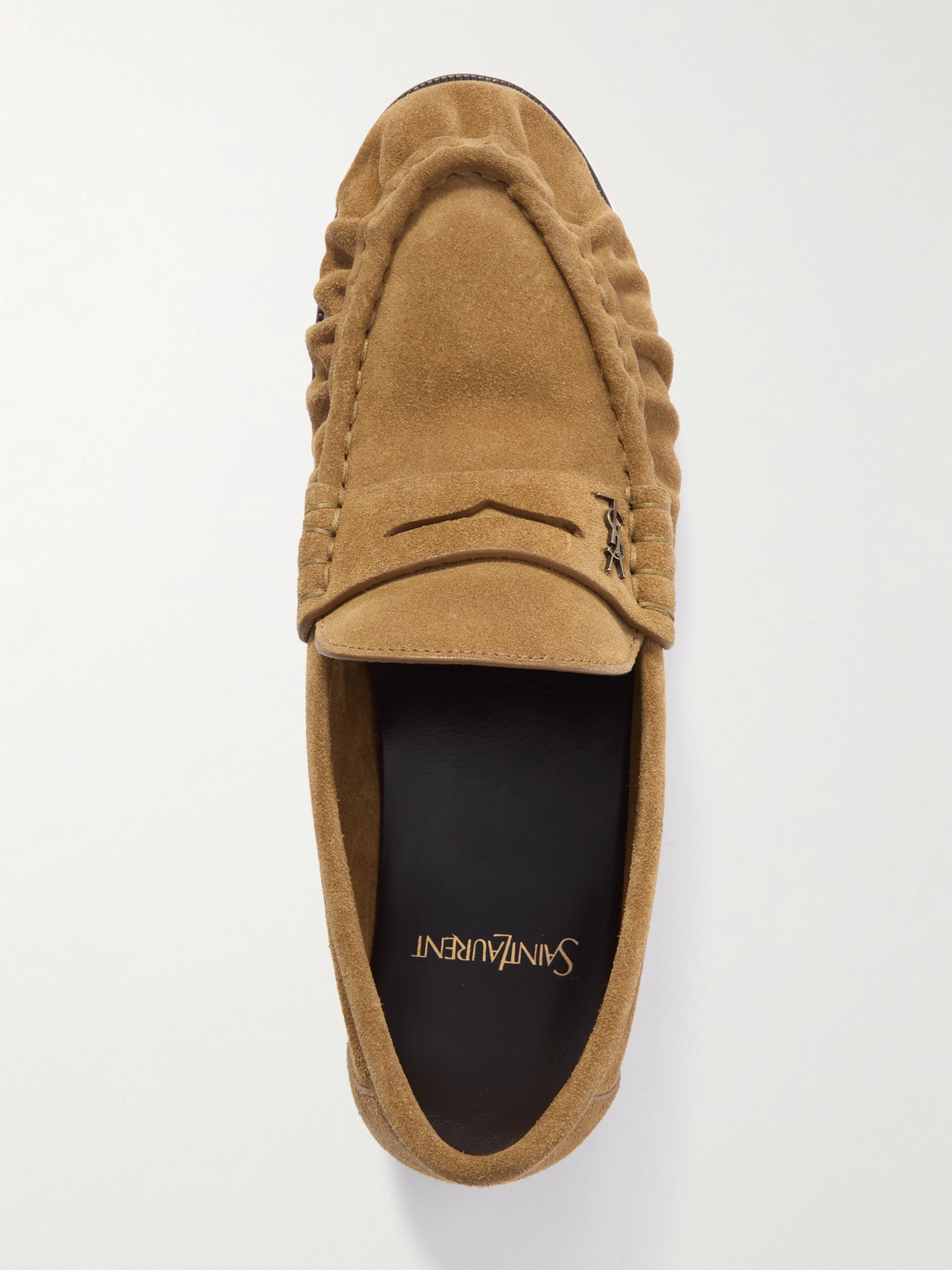 Saint Laurent Camel Suede Le Loafer Loafers In Brown