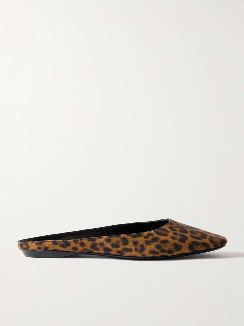 Saint Laurent Lido Leopard-print Grosgrain Slippers