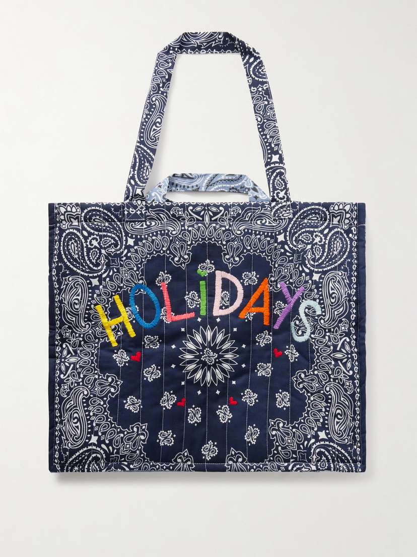 CALL IT BY YOUR NAME Cabas Maxi Embroidered Quilted Printed Cotton Tote Bag