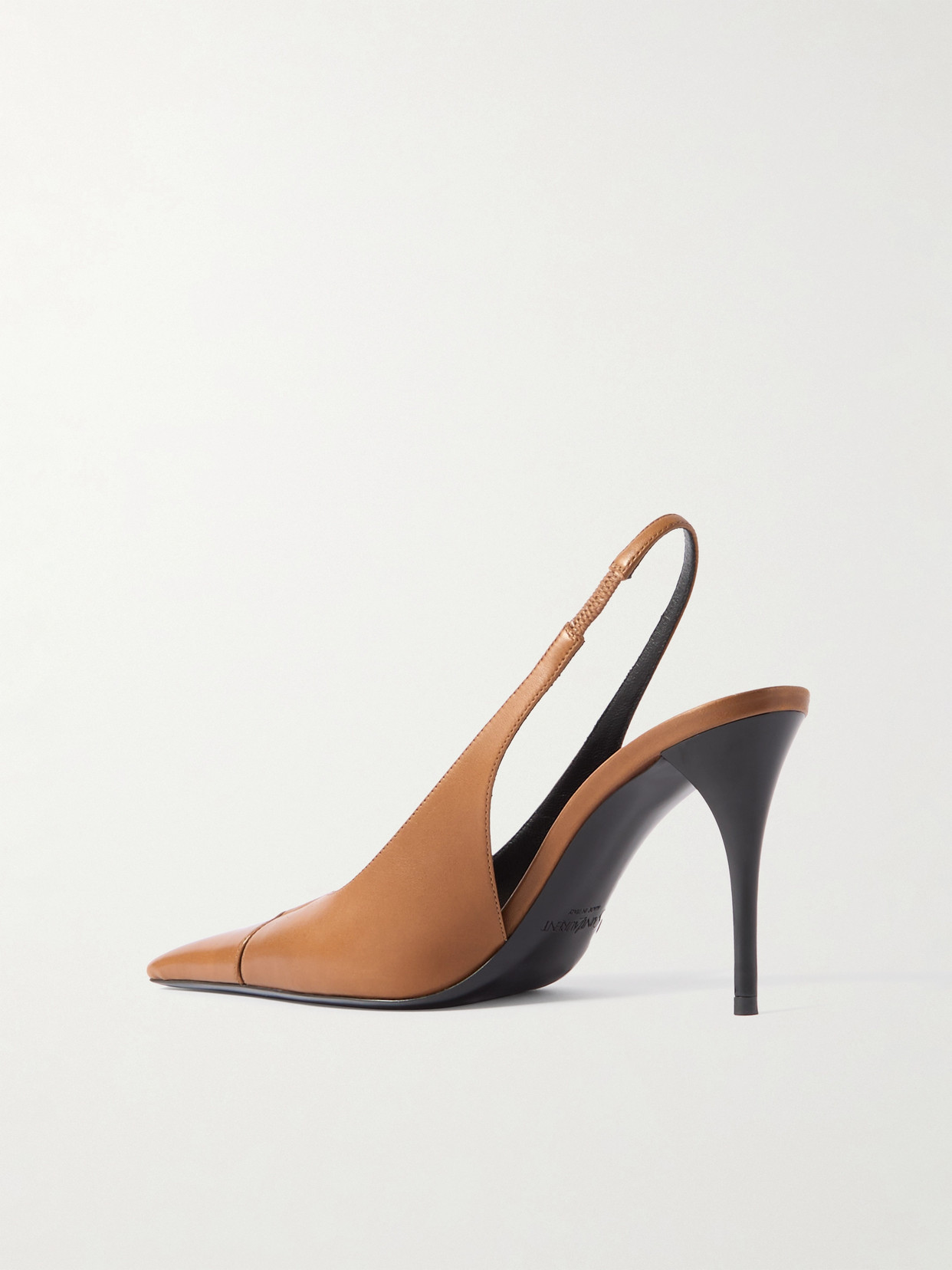 Saint Laurent Leather Babylone Slingback Pumps 90 In Brown