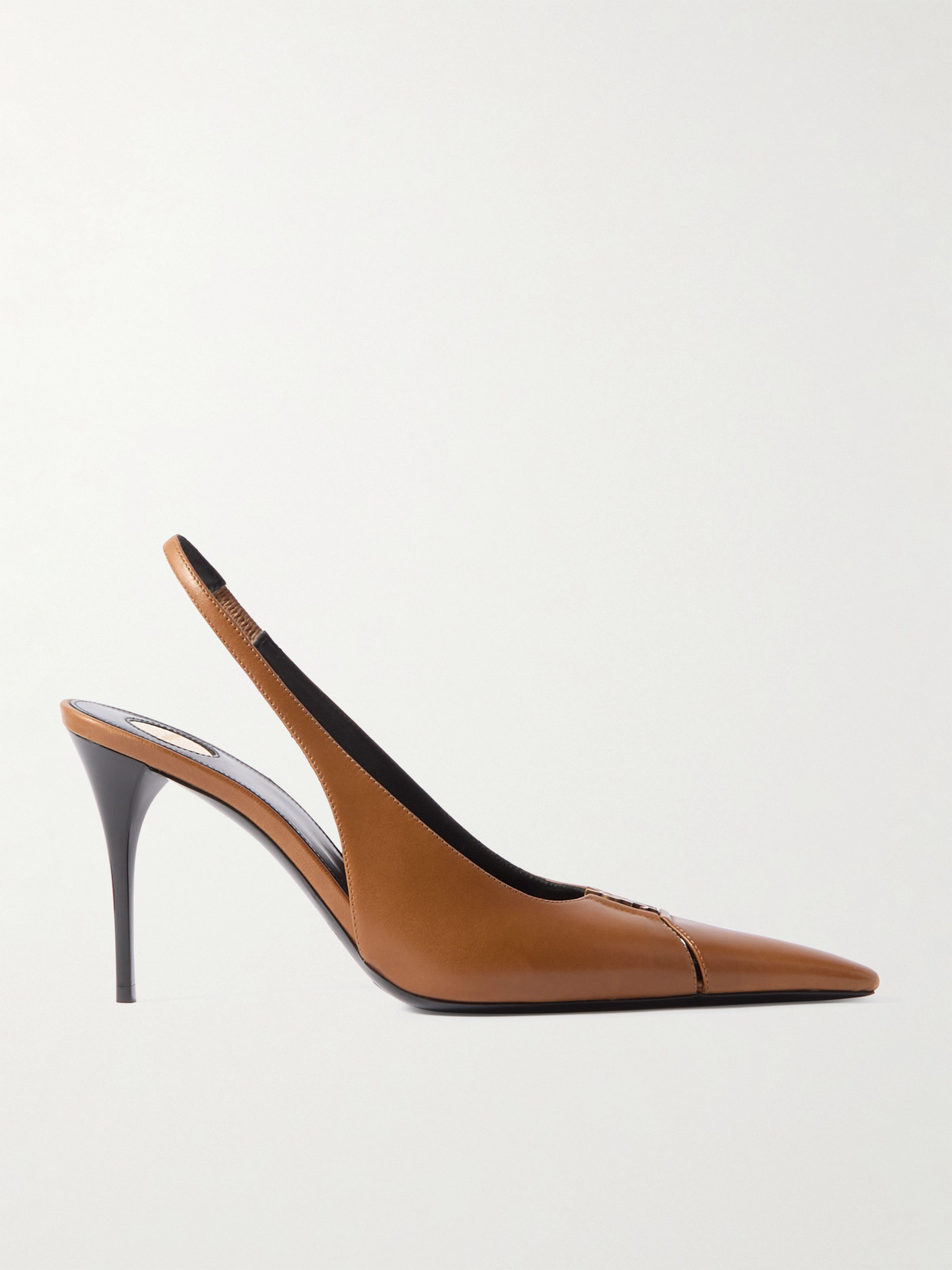 Saint Laurent Leather Babylone Slingback Pumps 90 In Brown