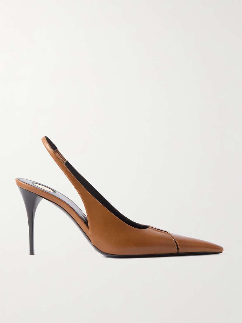 Saint Laurent Babylone Cutout Patent-leather Slingback Pumps