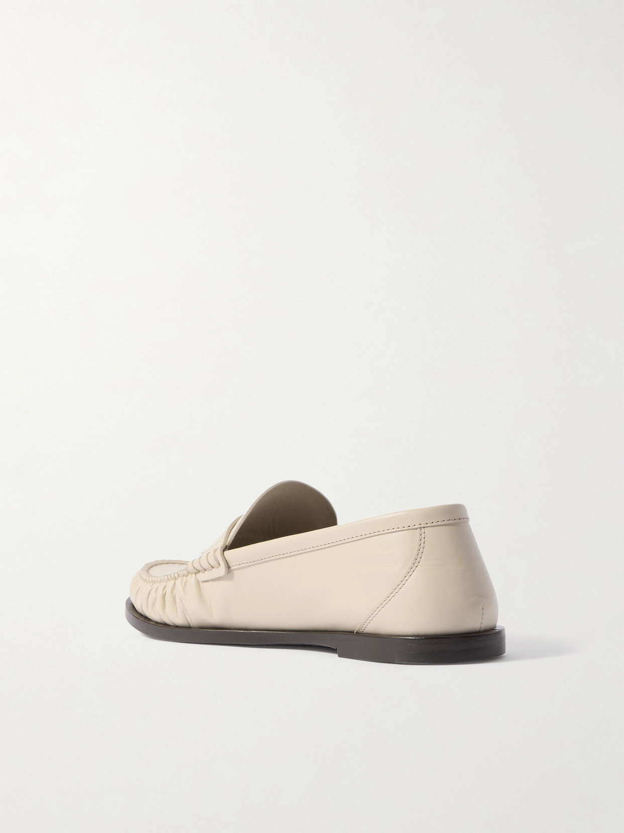 Saint Laurent Le Loafer Gathered Glossed-leather Loafers In Nude
