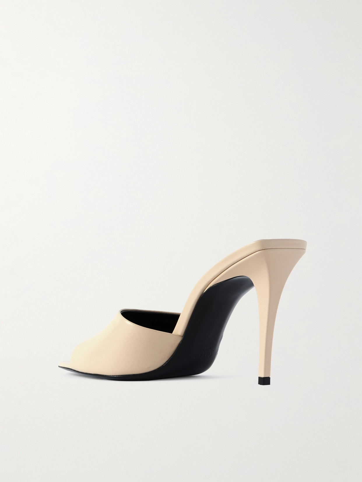 Saint Laurent Romy Leather Mules In Cream