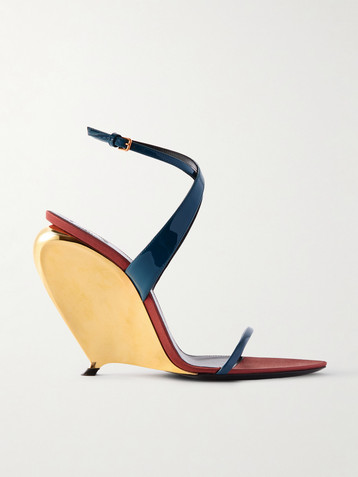 Saint Laurent Tallulah patent-leather wedge sandals