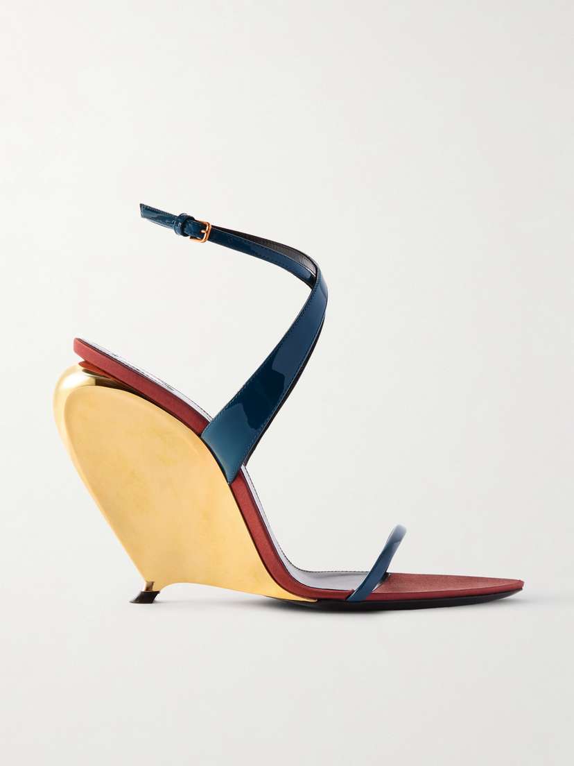 Saint Laurent Tallulah Patent-leather Wedge Sandals