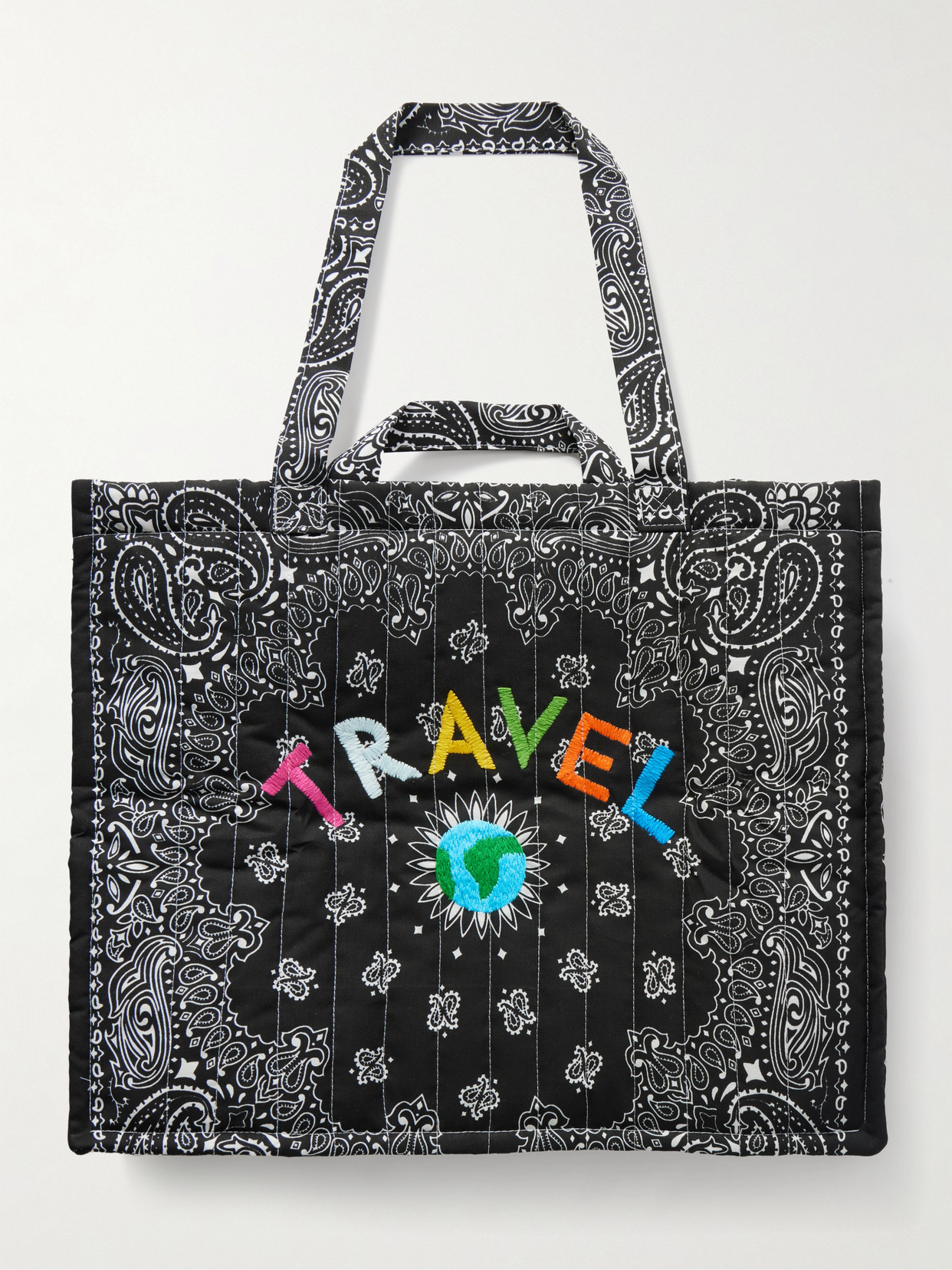 Call It By Your Name Cabas Maxi Embroidered Quilted Printed Cotton Tote Bag