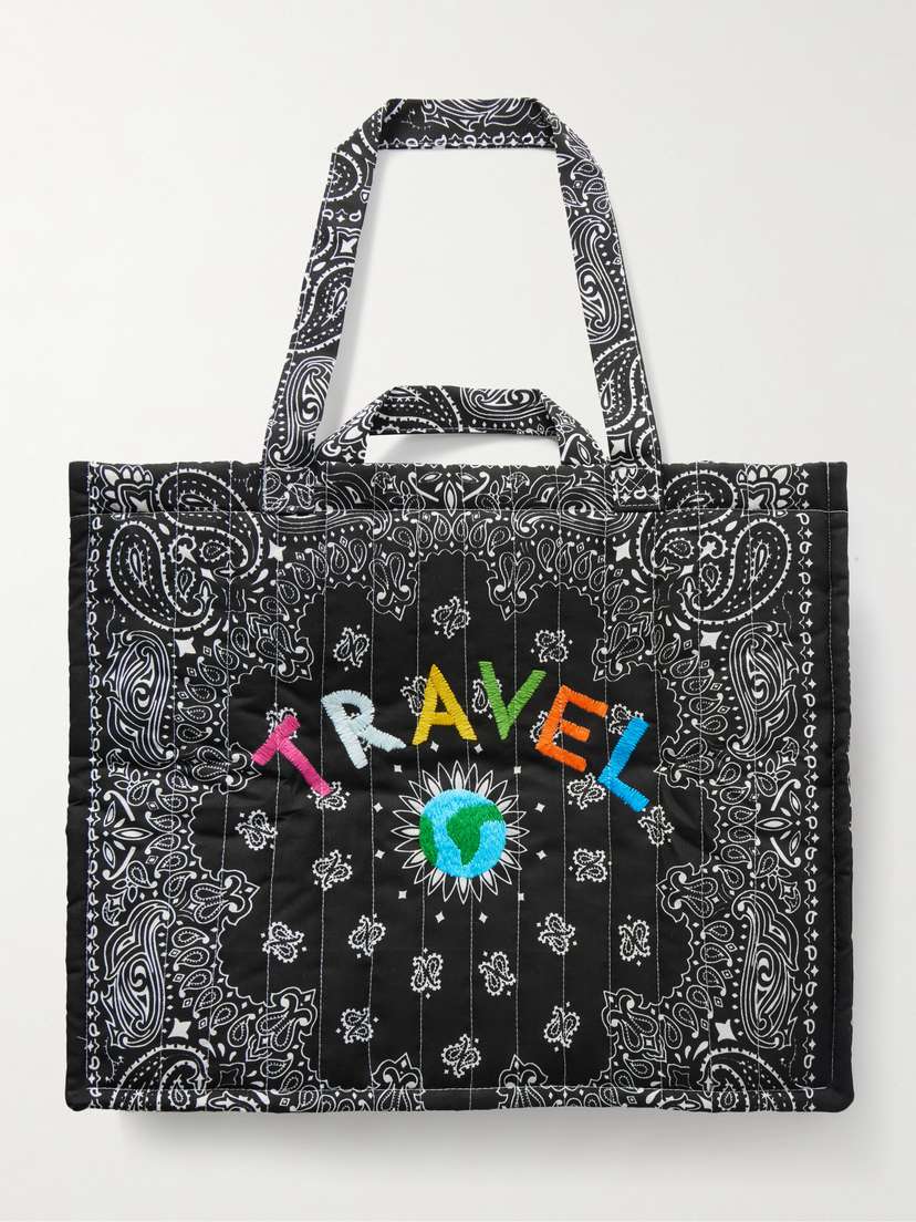 CALL IT BY YOUR NAME Cabas Maxi Embroidered Quilted Printed Cotton Tote Bag